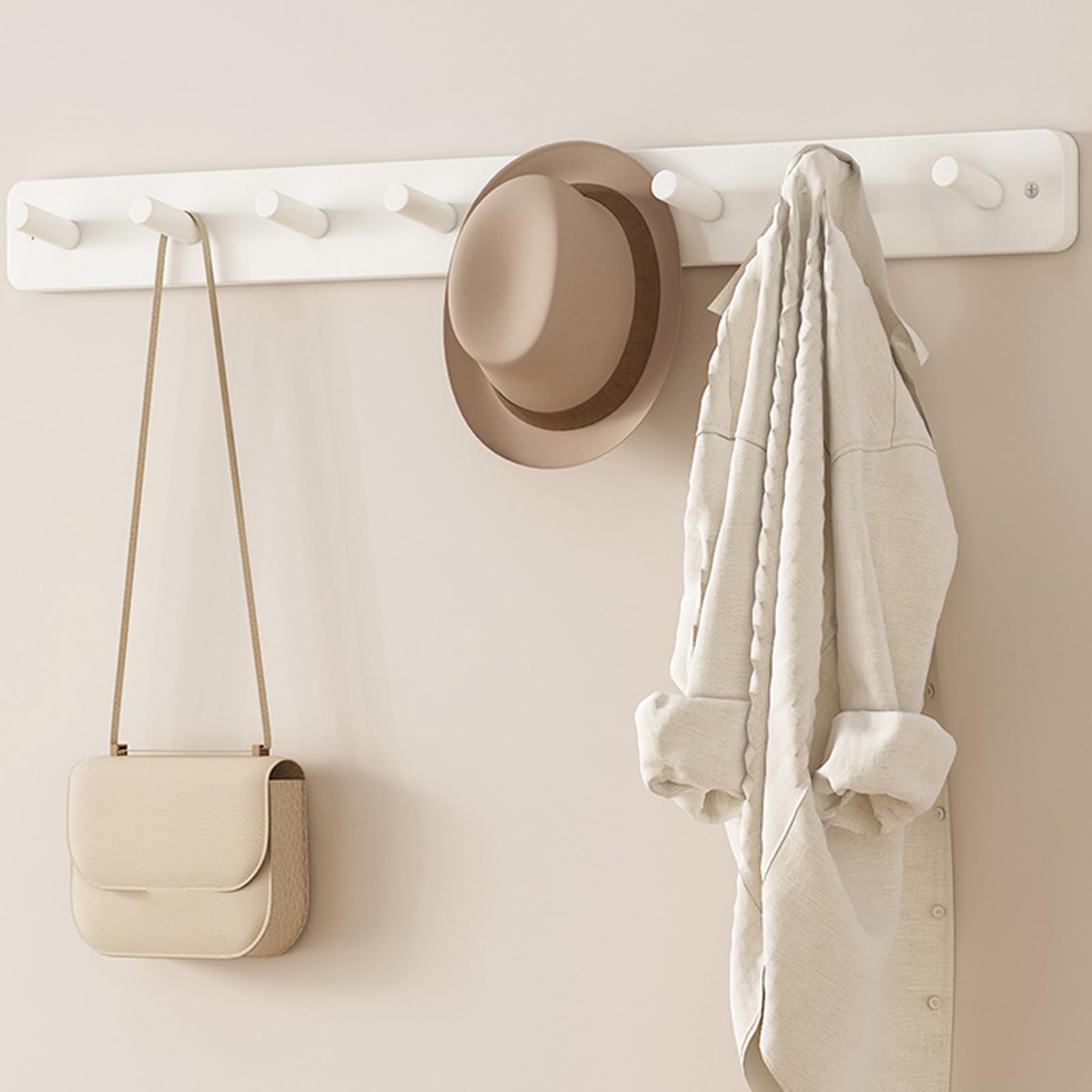 Gancho de pared para pasillo con balda superior de almacenaje y soportes