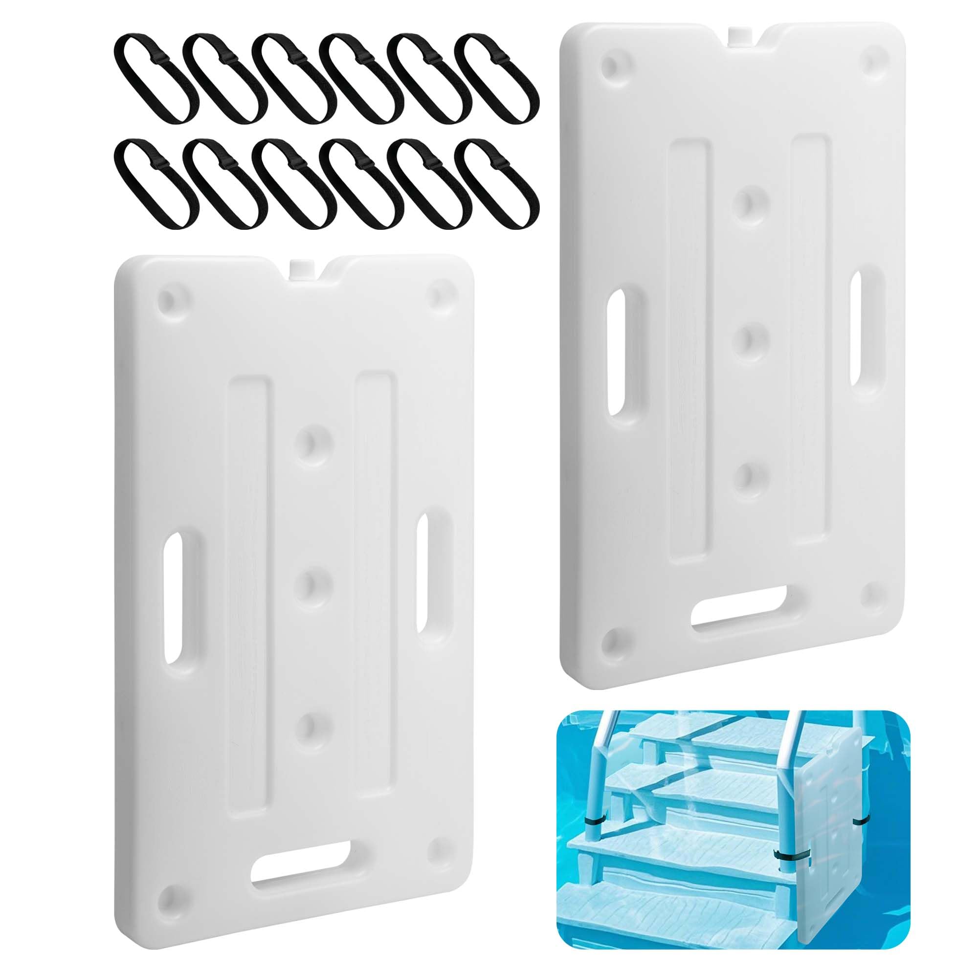 Lot de 2 échelles de piscine de 60 cm x 35 cm, poids de marche de piscine robuste, conteneur de poids d’escalier de piscine amovible pour remplissage facile d’eau et de sable en sous-sol