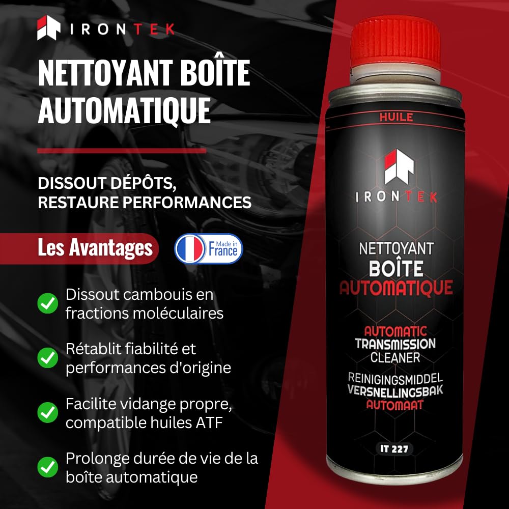 Nettoyant Avant Vidange Boîte Automatique 375ml - IRONTEK | IT227 | Additif ATF | Dissout Dépôts | Prolonge Durée Vie de la boîte