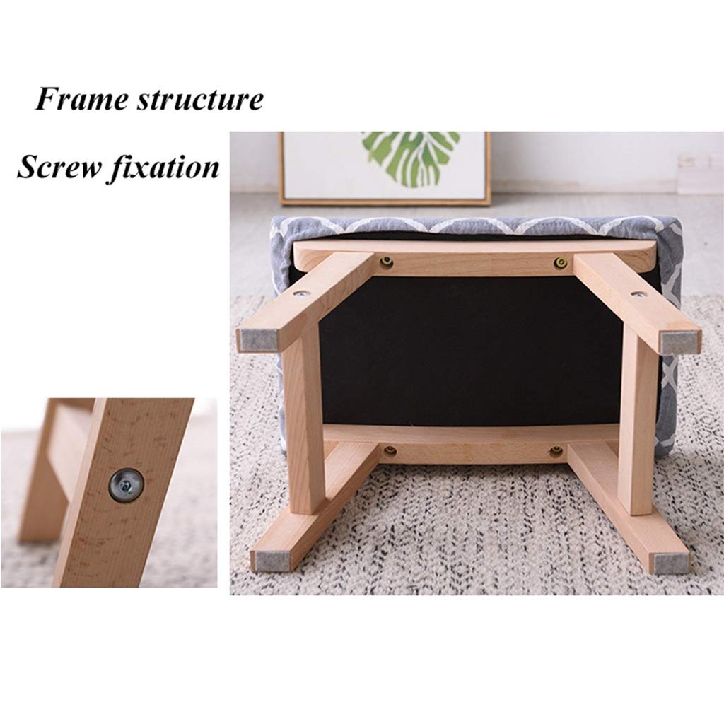Escabel, Sala Taburete Puf con Funda De Lino Extraíble Bajo De Madera Tapizado Taburete para Caminar para Zapatos (Color : Gris, tamaño : #1)