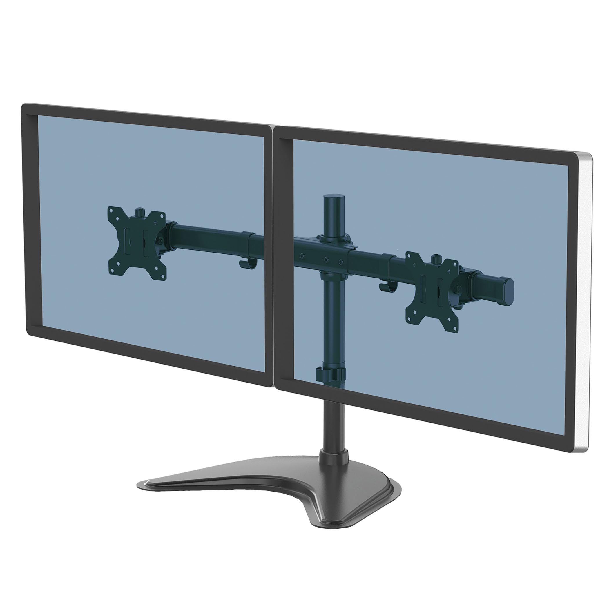 Fellowes Monitorarm Seasa mit Standfuß - höhenverstellbar - ergonomisch - für 2 Monitore bis je 68,5 cm (27 Zoll) - schwarz