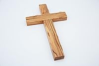 Vista 5 de Cruz lisa de madera de olivo (10 pulgadas) – Decoración para colgar en la pared, bendición cristiana de madera, cruz resistente de la ciudad