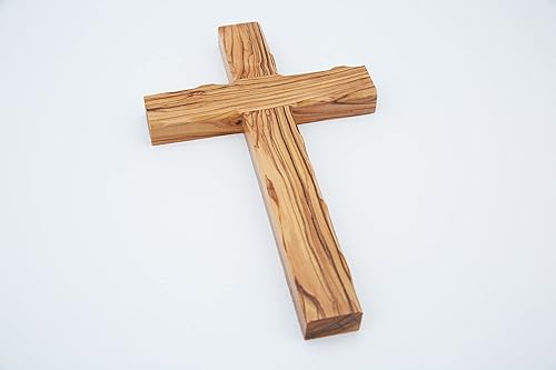 Miniatura 5 de Cruz lisa de madera de olivo (10 pulgadas) Decoración para colgar en la pared, bendición cristiana de madera, cruz resistente de la ciudad de la
