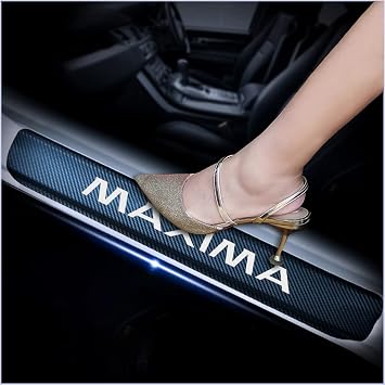 4Pcs Car Door Sill Protector for Nissan Maxima, Carbon Fiber Anti-Scratch Guard for Nissan Maxima Accessories - Self-Adhesive Car Door & Sill Protector -White
