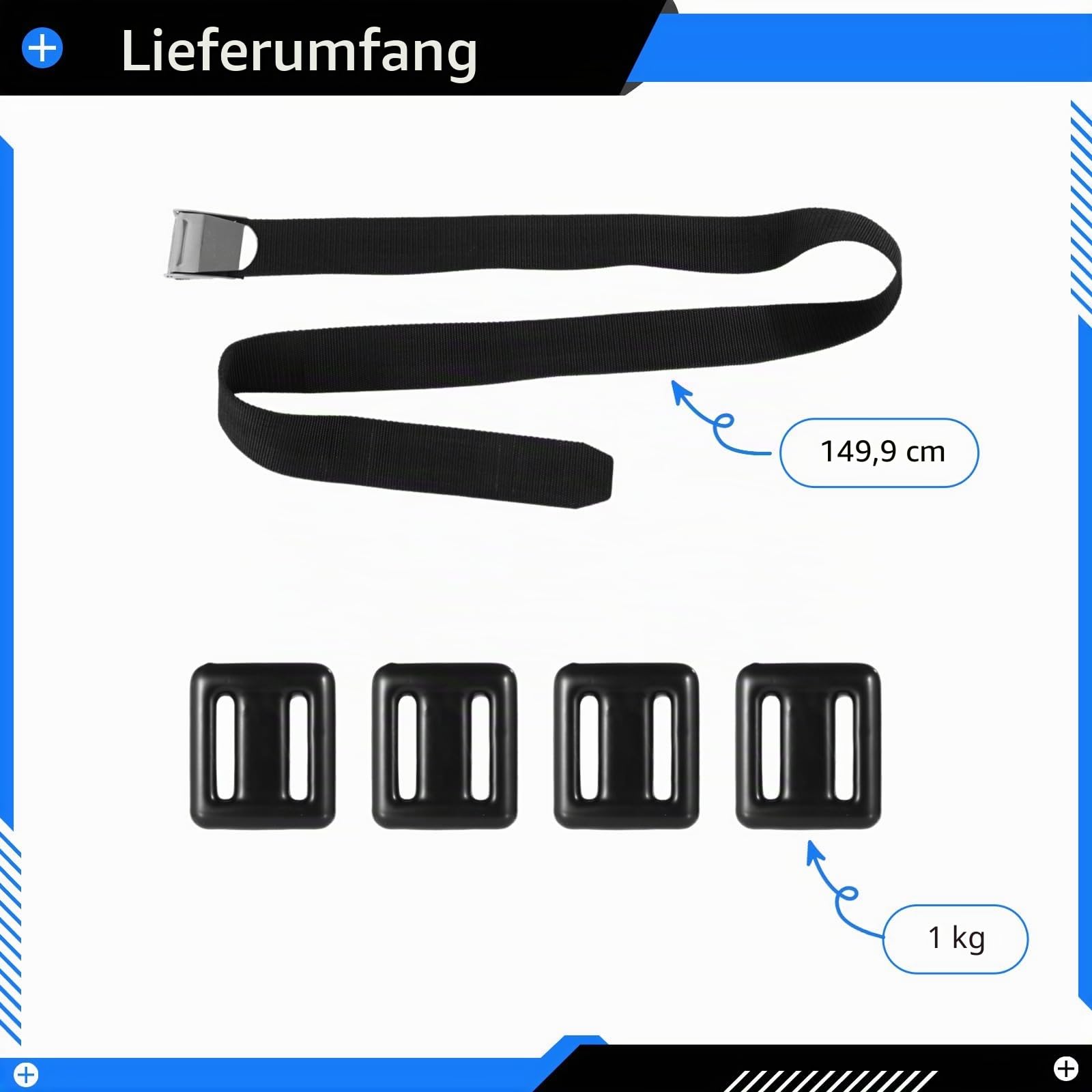 Homaisson Tauchgewichte mit Gürtel für Freitauchen, Tauchgewichte mit Gürtel, beschichtetes Blei, Tauchgewichte, 81,3–132,1 cm, verstellbarer Nylon-Gürtel, Schnellverschluss-Schnalle, 4 Stück