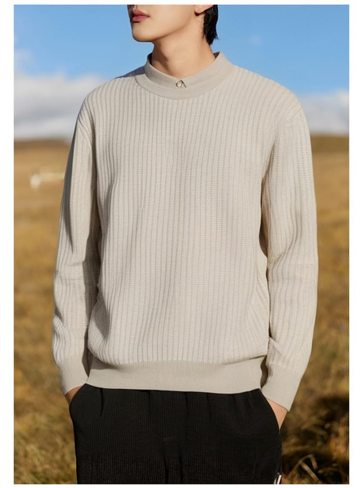Camisa Falsa De 2 Piezas Jersey Casual Suéter Suelto De Manga Larga De Otoño E Invierno para Hombres