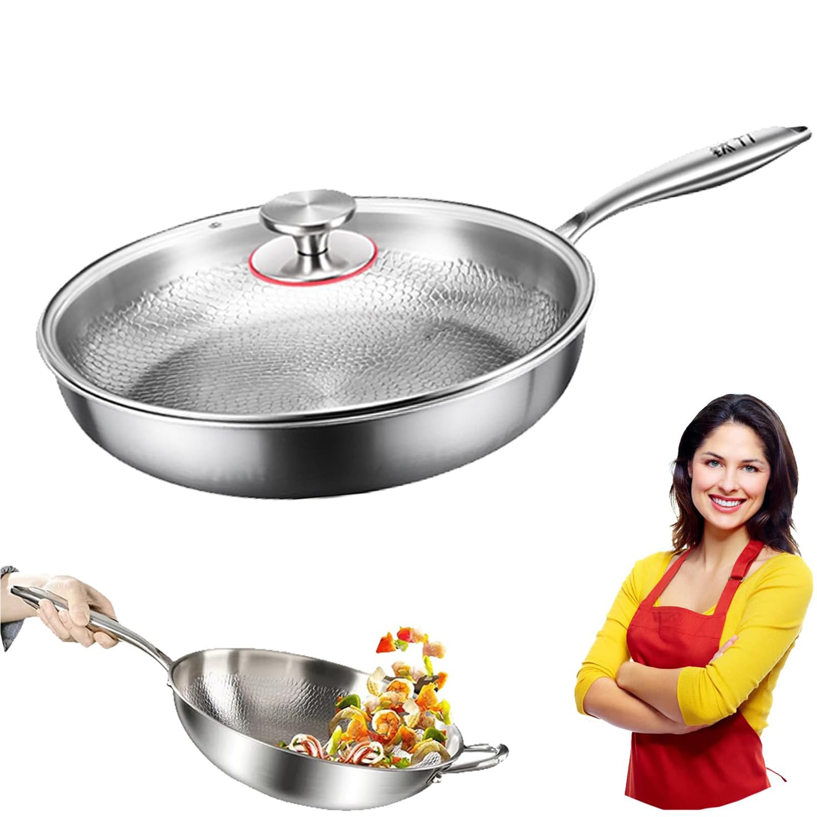 Generico Sartenes de titanio puro Titanium Pan, 28 cm – Sartenes antiadherentes multifuncionales antiarañazos para cocinar