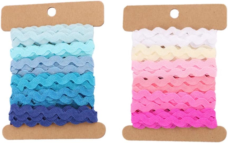 Amosfun Rick Rack Trim Zigzag Edge Ribbon Wave Bend Fringe Trim Ribbon For Clothing Dress Sewing Flowers 8Mm 6 yards