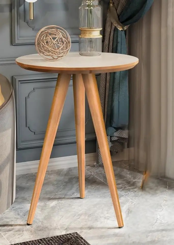 Mesa Apoio/Lateral Classic Pés Palito 62cm (OFF FREIJO)