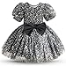NNJXD Abito Bambina Principessa Fiore Tutu Abiti Stelline Stampato Pageant Party Gown 2003 Nero Taglia (100) 2-3 Anni