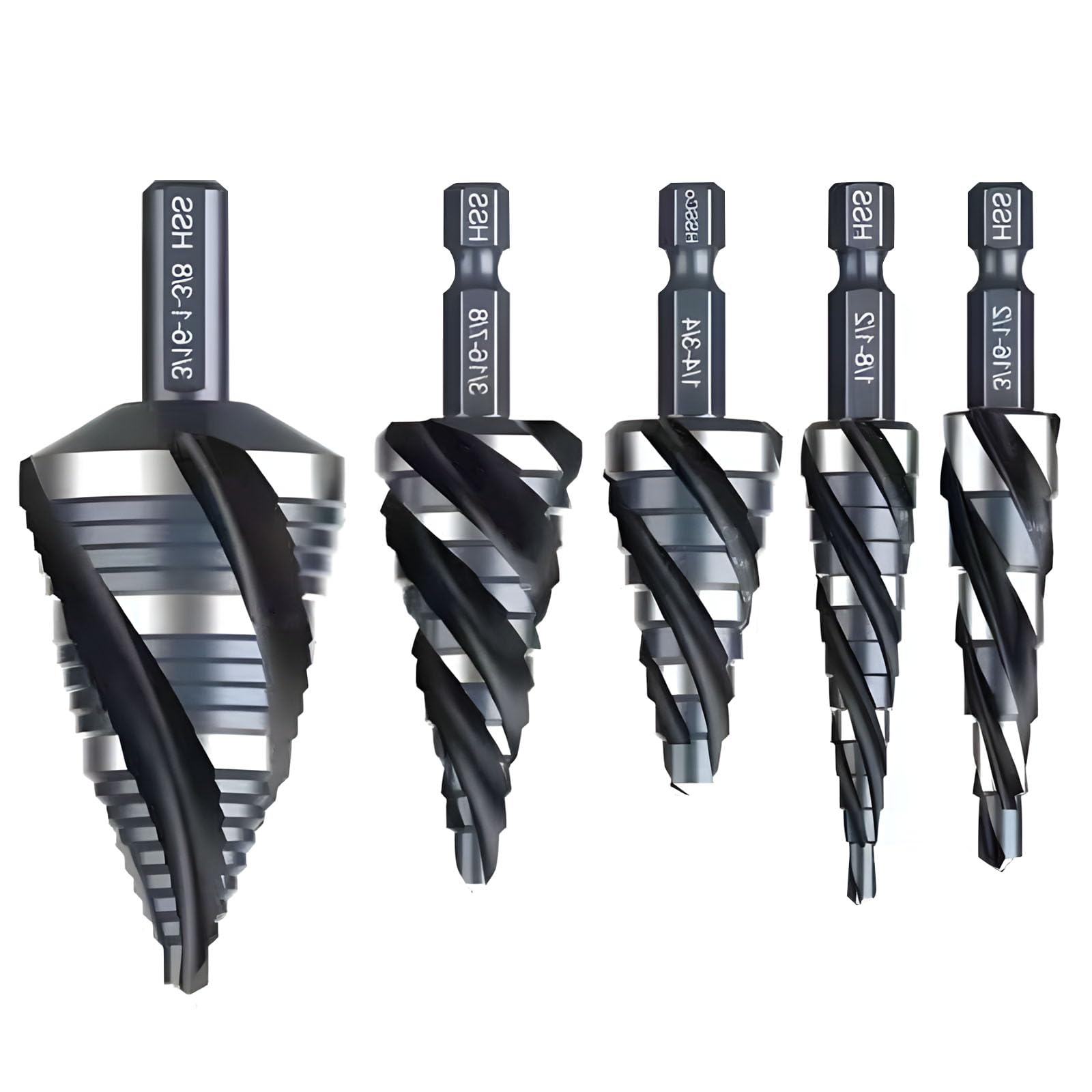 Hsioluted Multicolor (Pack Of 5) Set Of 4 Pipe Step Drill Divisions Produced From Rapid Steel Highlighting Royal Measurements For Accuracy Drilling Applications Expert Drill