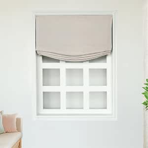 Lily Cordless Relaxed Linen Blackout Roman Window Shades, Custom Size
