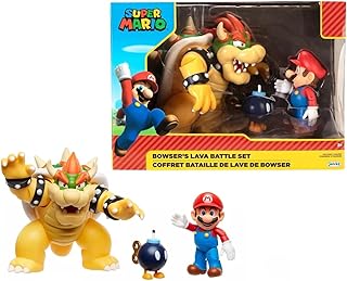 Jakks Pacific Super Mario - Bowser Battle Set - Recreate This Classic Battle Between Mario vs Bowser - Toy Up To 15cm Tall - Recommended For Kids 3 Years +