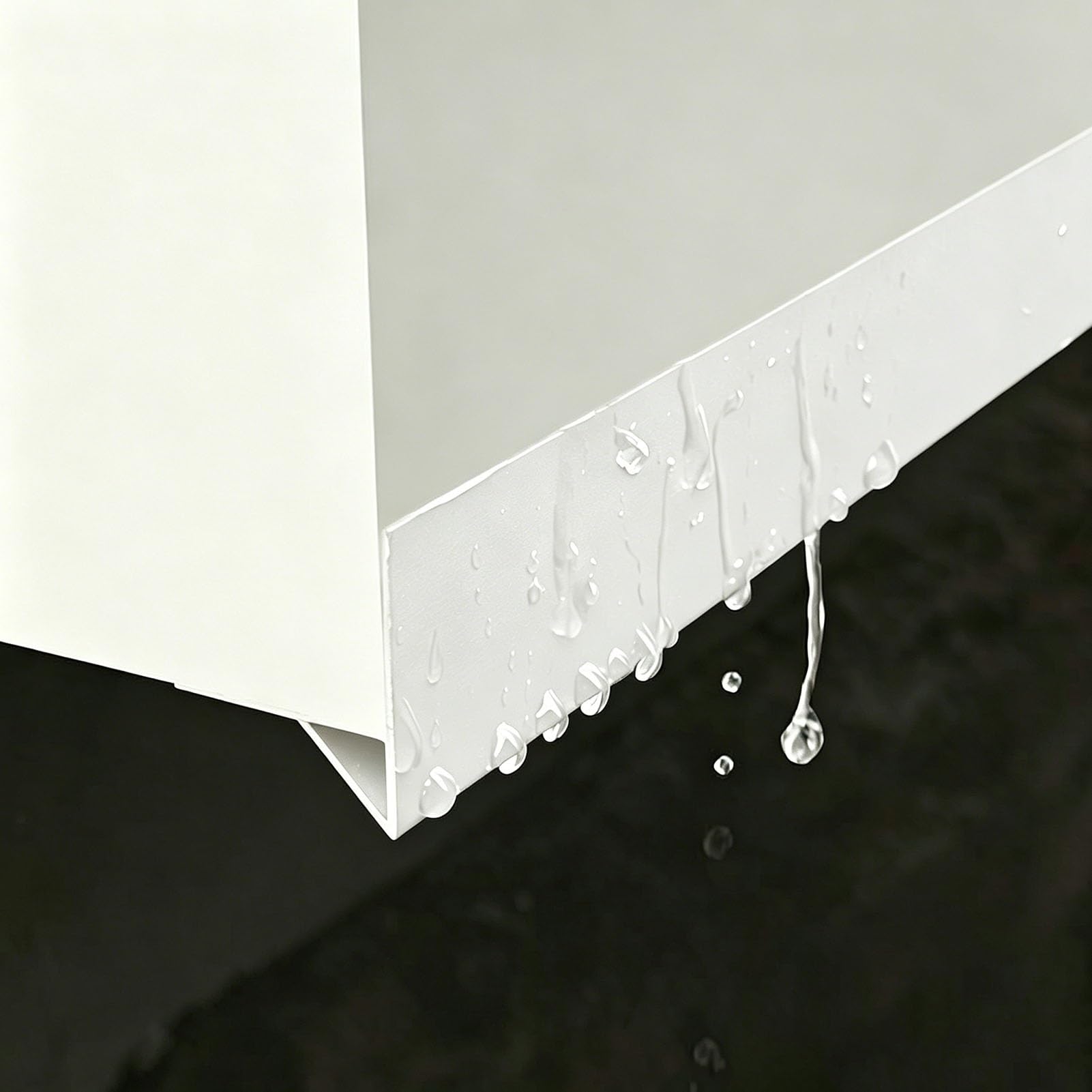 Eaves/Roof Rain Deflector Gutters Aluminum, Exterior Wall Rainwater Drip Line Guard, Weatherproof Water Drip Edge, No Drill Patio Diverter Trim(White,1 Pack)