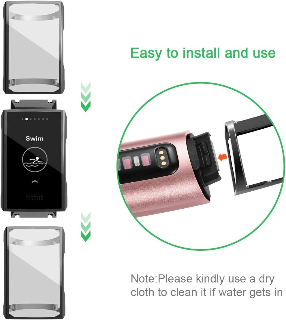 3 Pack Compatible with Fit bit Charge 4/Charge 3 Screen Protector,Valband Ultra Slim Soft Full Cover Case [Scratch-Proof] Bumper for Fit bit Charge 4 and Fit bit Charge 3/SE.
