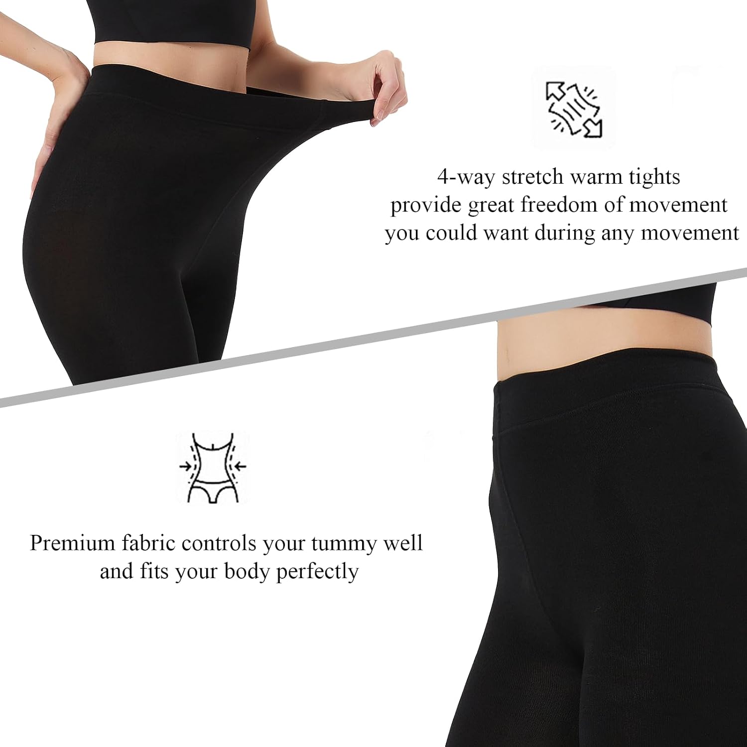 Fleece Lined Tights for Women, Warm Thermal Opaque Leggings, Winter Soft Thick Pantyhose - Image 3