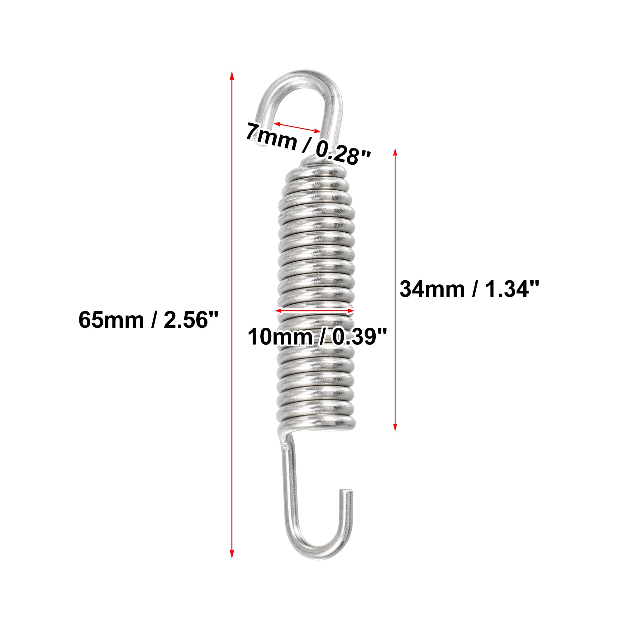 QUARKZMAN 10pz Motociclette Universale Scarico Tubo Molla con Gancio 65mm 2.56"