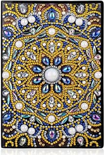 MWOOT 5D DIY Mandala A5 Diamond Pasted Painting Notebook Kits, Special Shaped Rhinestones Painting Journal Sketchbook, Embroidery Cross Stitch Leather Blank Diary Book with Tools for School Office