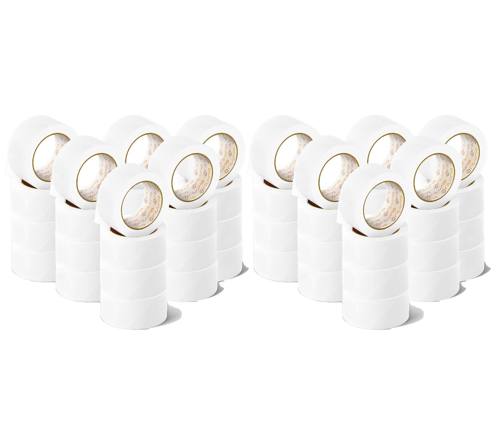 OFITURIA Adhesive Tape, White Colour, Adhesive Tape for Packing and Organising Your Boxes and Shipments, Seal in Various Bright Colours, 66 m x 48 mm (48 Units - White)