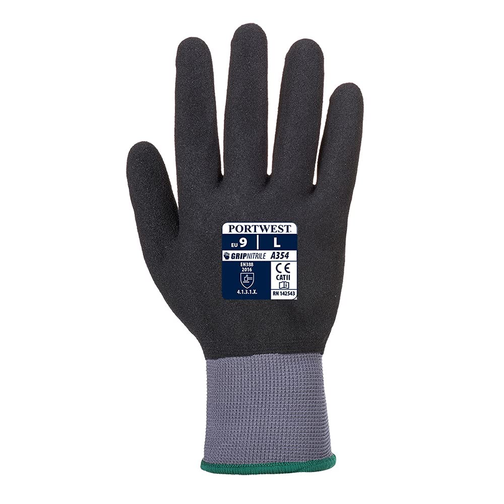 Portwest DermiFlex Ultra Pro Glove - PU/Nitrile Foam, Color: Grey/Black, Size: M, A354K8RM - Image 2
