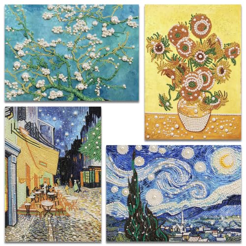 Muzagroo Art Pearl Art Kits for Adults DIY Pearl Painting Kit Wall Art 4PCS
