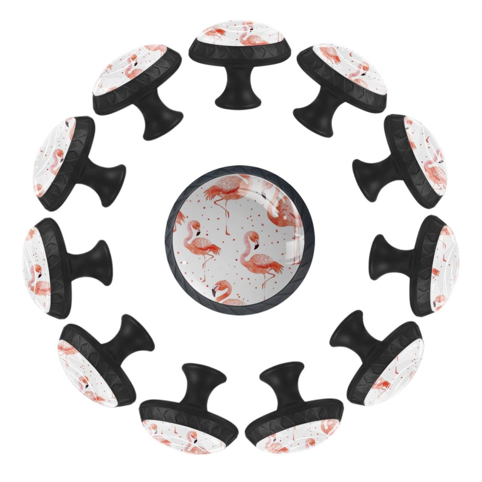 Boutons en verre transparent flamant rose lot de 12 poignées de meuble durables et faciles à poser