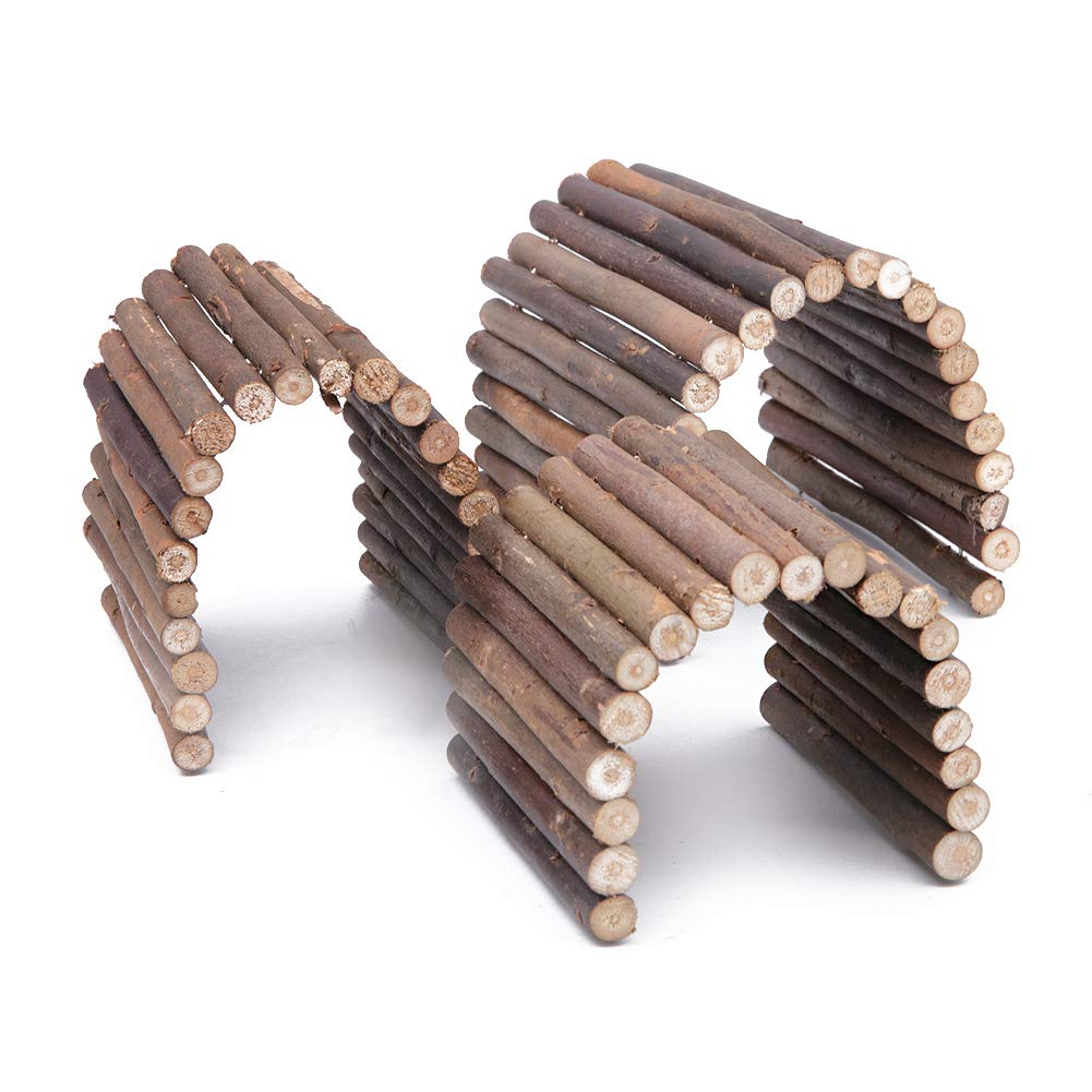 Wudong 3 Stück Holzleiter Kaubrücke Versteck Hauszaun Flexible Klettertreppe für Hamster Reptile Eidechse Schildkröte Igel Kleintier Kauspielzeug