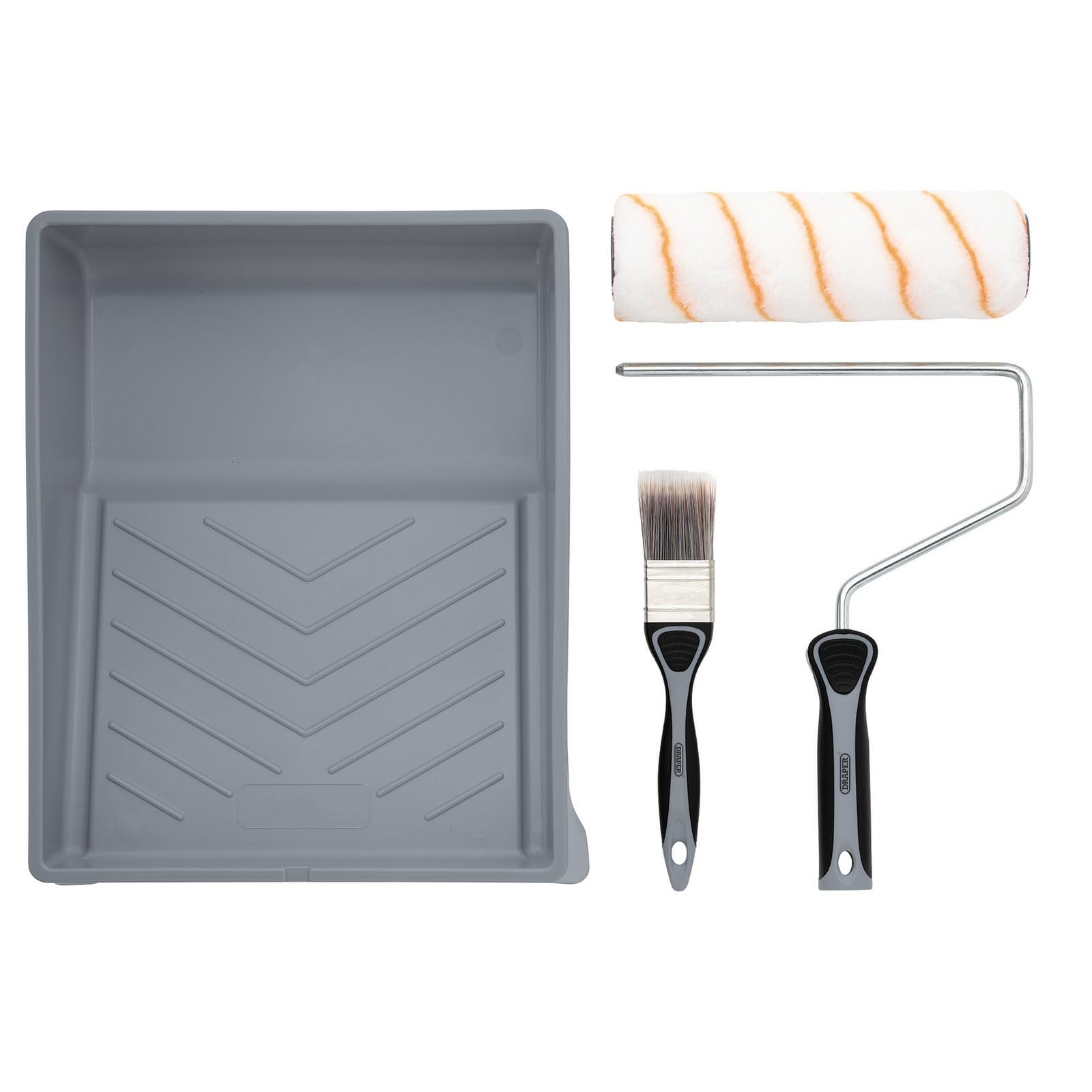 Draper 20947 Farbroller- und Pinsel-Set mit mittelflorigem Polyester, mit weichem Griff, inklusive 22,9 cm Hülse, Tablett und Rahmen und 40-mm-Pinsel