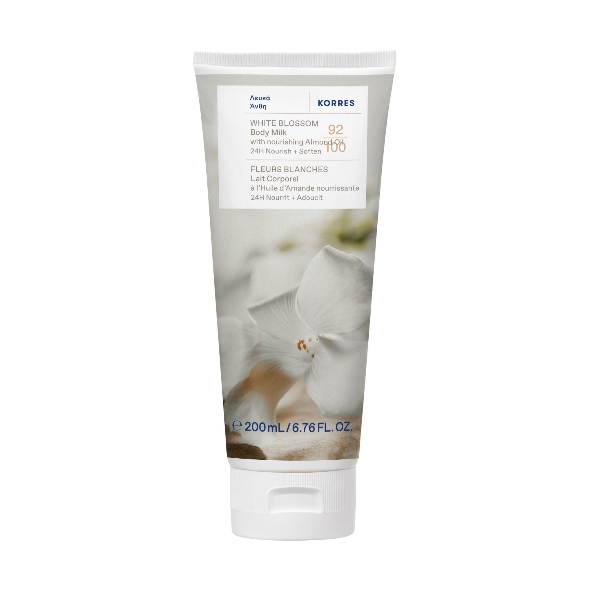 KORRES White Blossom Body Milk/Cream with nourishing Almond Oil for 24hour Hydration, 200ml