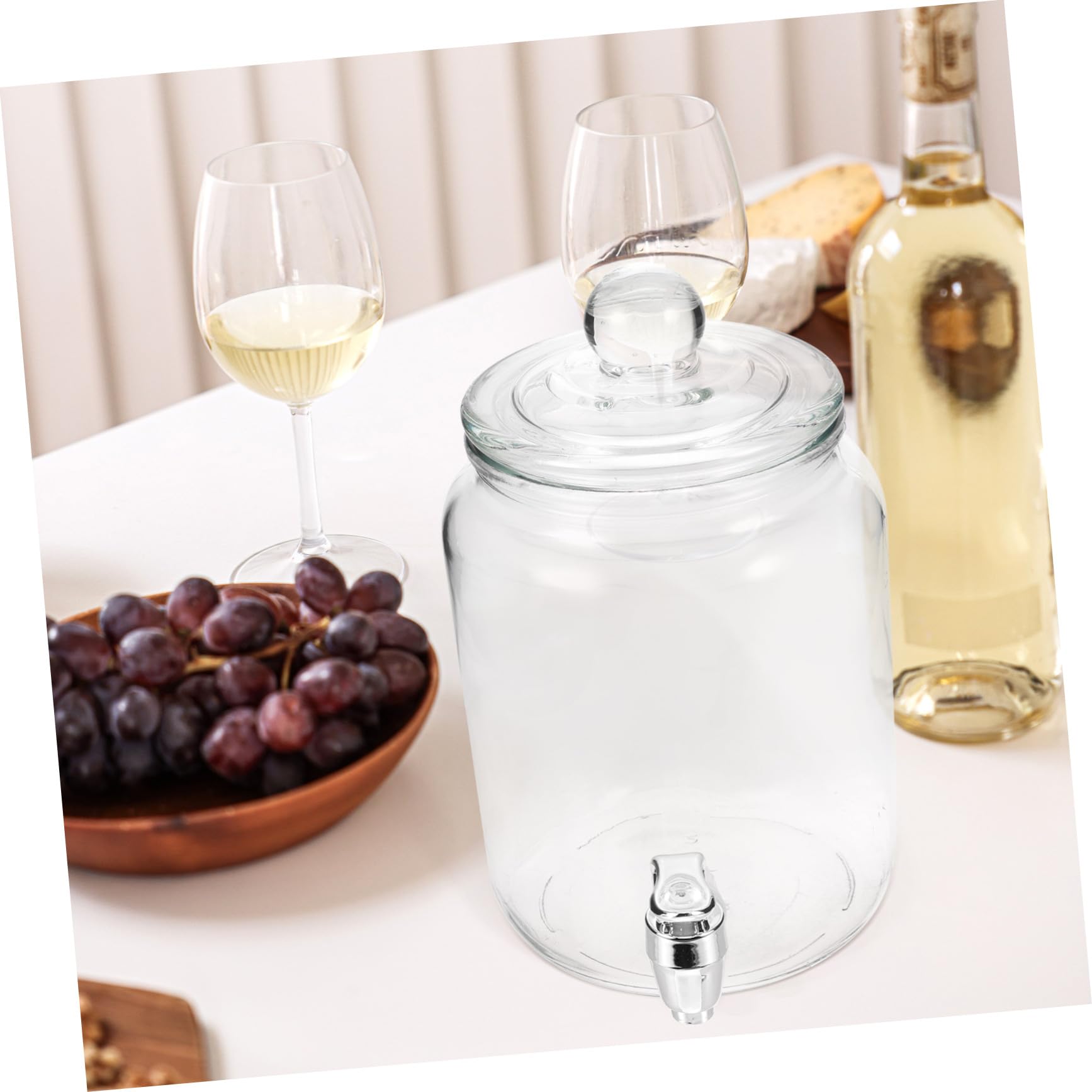 NOLITOY Getränkebehälter aus Glas mit Zapfhahn Weinkrug zur Weinaufbewahrung Klares Design und Praktisches Volumen für Haushalt und Saftlagerung