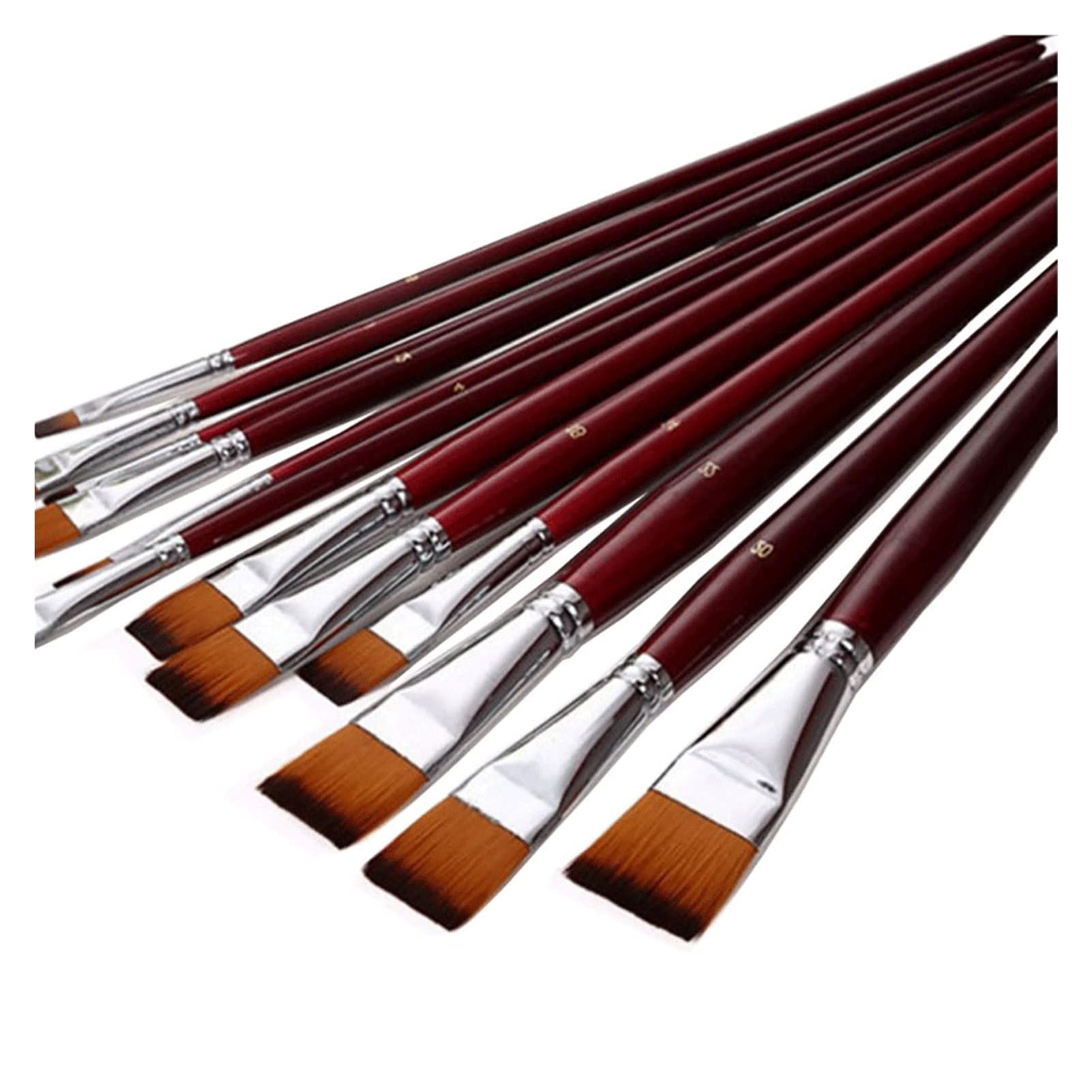 Stylo à huile en nylon deux tons plat 12 ensembles de pinceaux art aquarelle peinture pinceau de peinture (couleur : A, taille