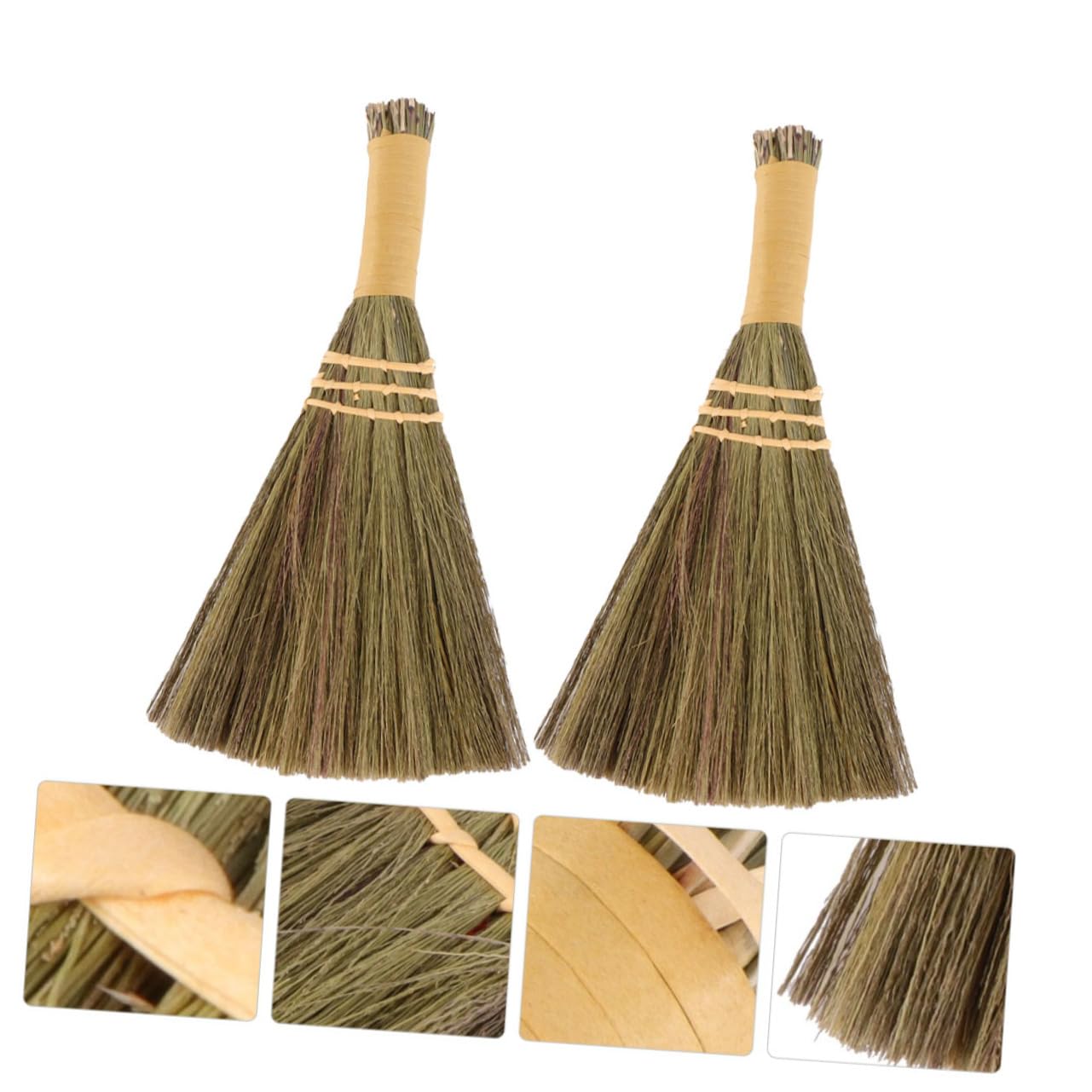 HOLIDYOYO 2pcs Miscanthus Small Broom AWN Floor Cleaning Broom Hand Broom Handmade Broom Household Broom Floor Sweeping Broom Dust Cleaning Broom Little Broom Dust Cleaning Brush