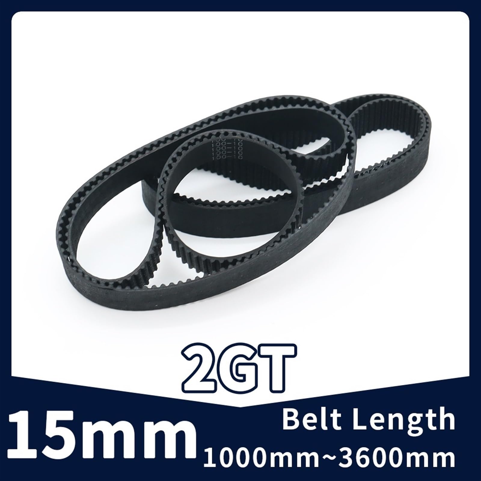 Produktbild von GT2-Zahnriemen Geschlossen | 15 Mm Breite, 320–3600 Mm Länge – Für 3D-Drucker, Gummi, Bogenzahn (500 Mm)