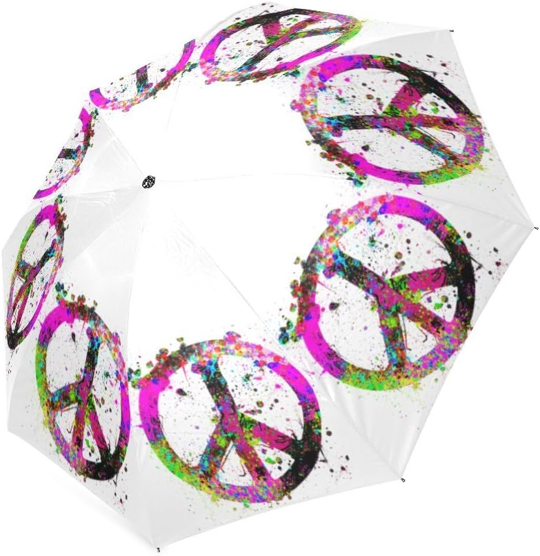 Colorful Peace Sign Folding Rain Umbrella/Parasol/Sun Umbrella