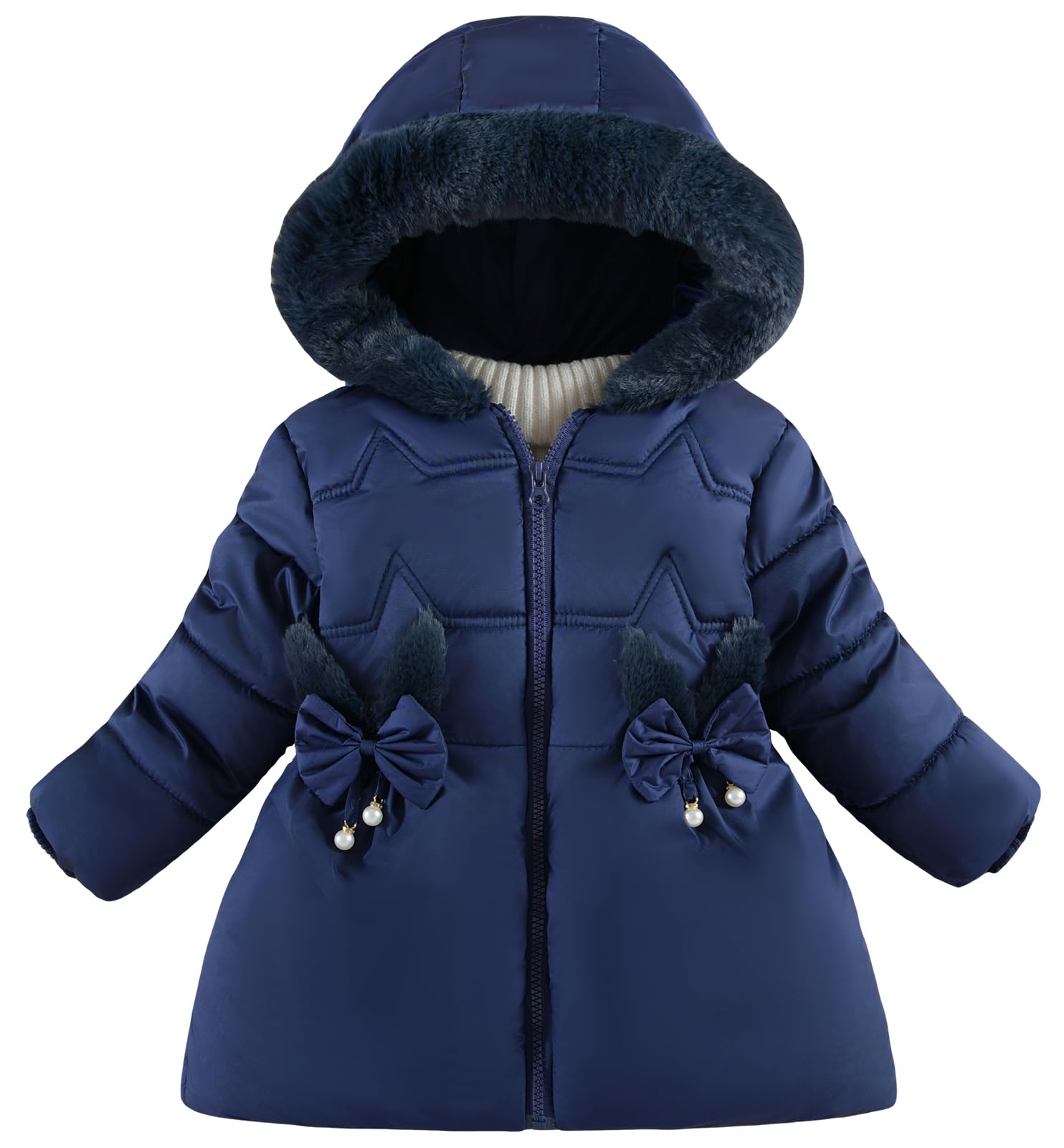 Happy Cherry - Chaqueta Invierno Niña Bebé con Forro Polar Abrigo Acolchado Cálido con Capucha Niños Niñas Infantil Ropa Gruesa Caliente para Nieve Al Aire Libre - 1-5 Años