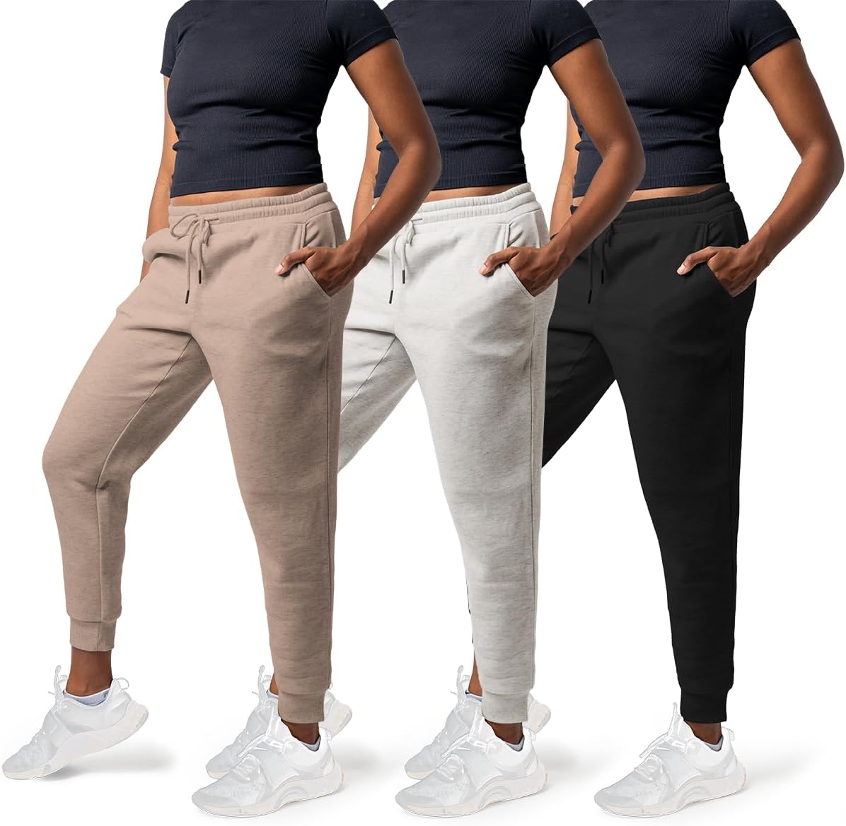 Common Stitch 3 Pack Sweatpants Women - Womens Sweatpants with Pockets, Fleece Womens Joggers, Yoga Pants (Available in Plus)