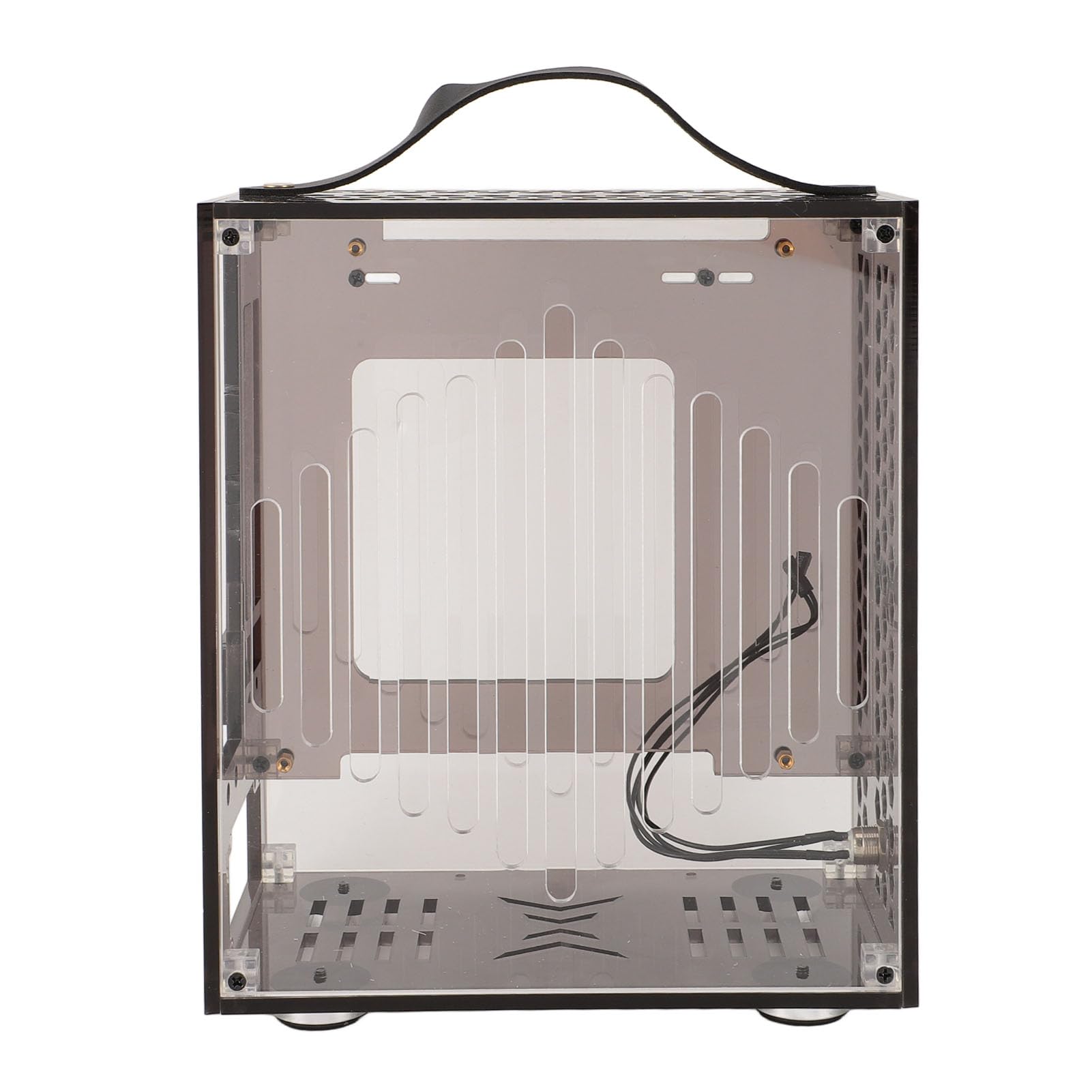 Socobeta Miniaturowa Obudowa Komputera ITX Przenośna Akrylowa Obudowa Komputera dla Majsterkowiczów 23x20,5x12cm Przezroczysty Przepływ Powietrza 360 Stopni (Czarny)