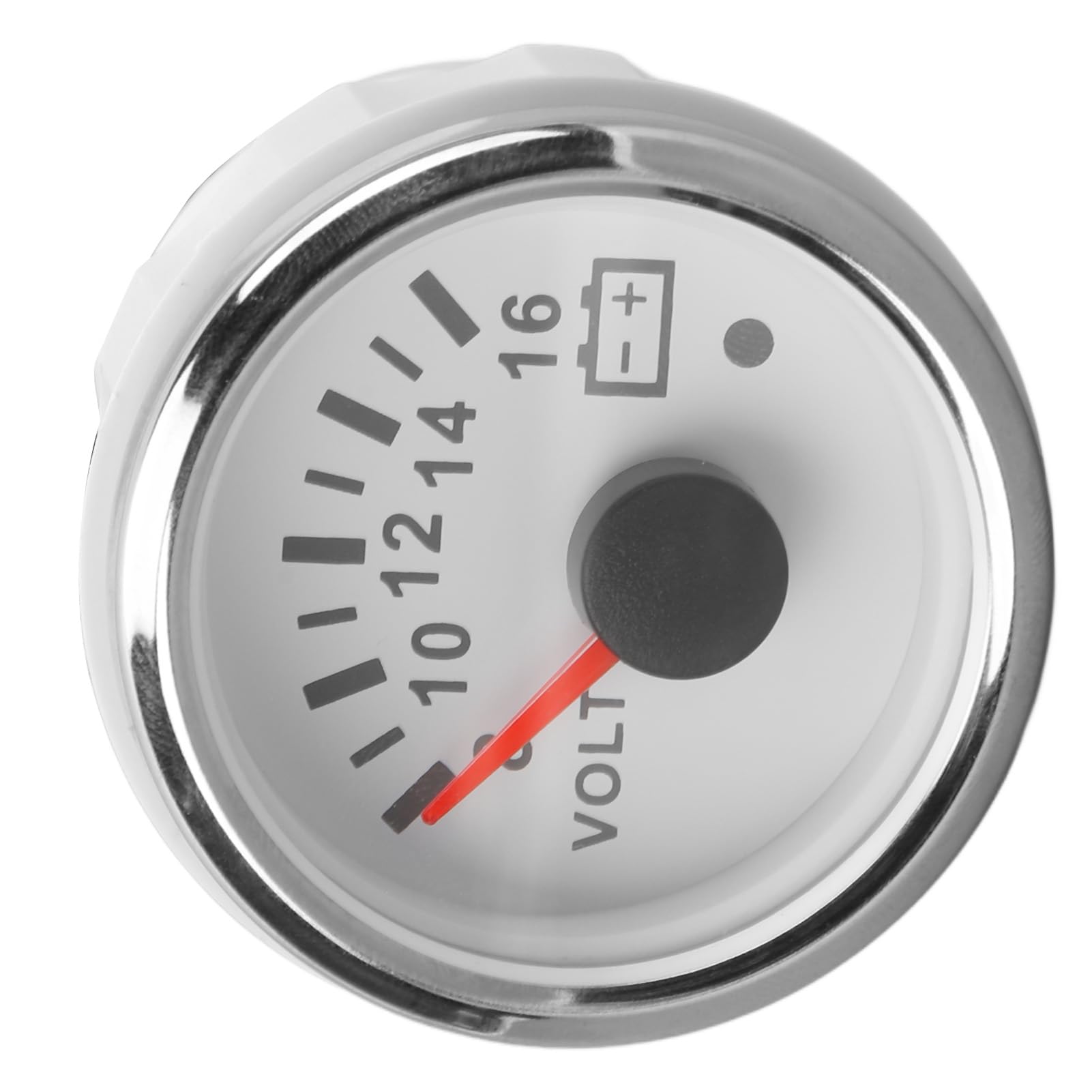 Voltmetro per Barche da 52 Mm DC9-32V Puntatore di Tensione con Retroilluminazione Colorata per Yacht Barche da Pesca (Copertura in argento placcato bianco)