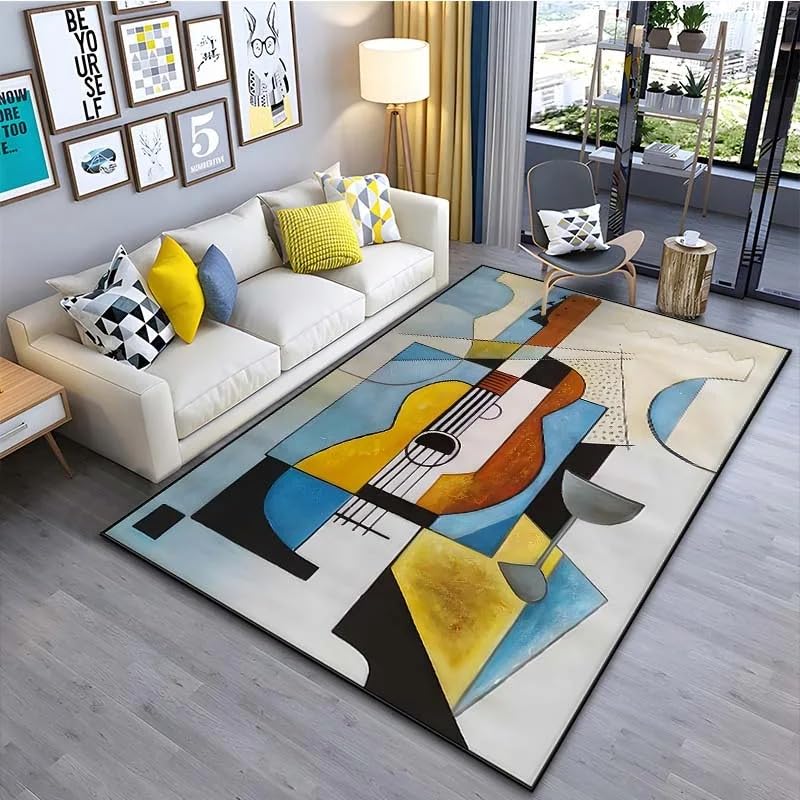 Tapis de sol instruments de musique design abstaire chambre salon 100x160
