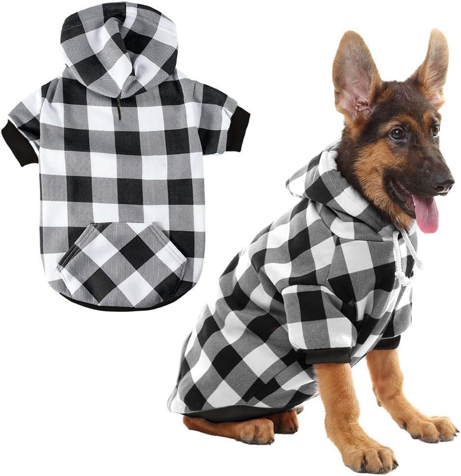 Sudadera con capucha para perros a cuadros, ropa para mascotas, suéteres con sombrero