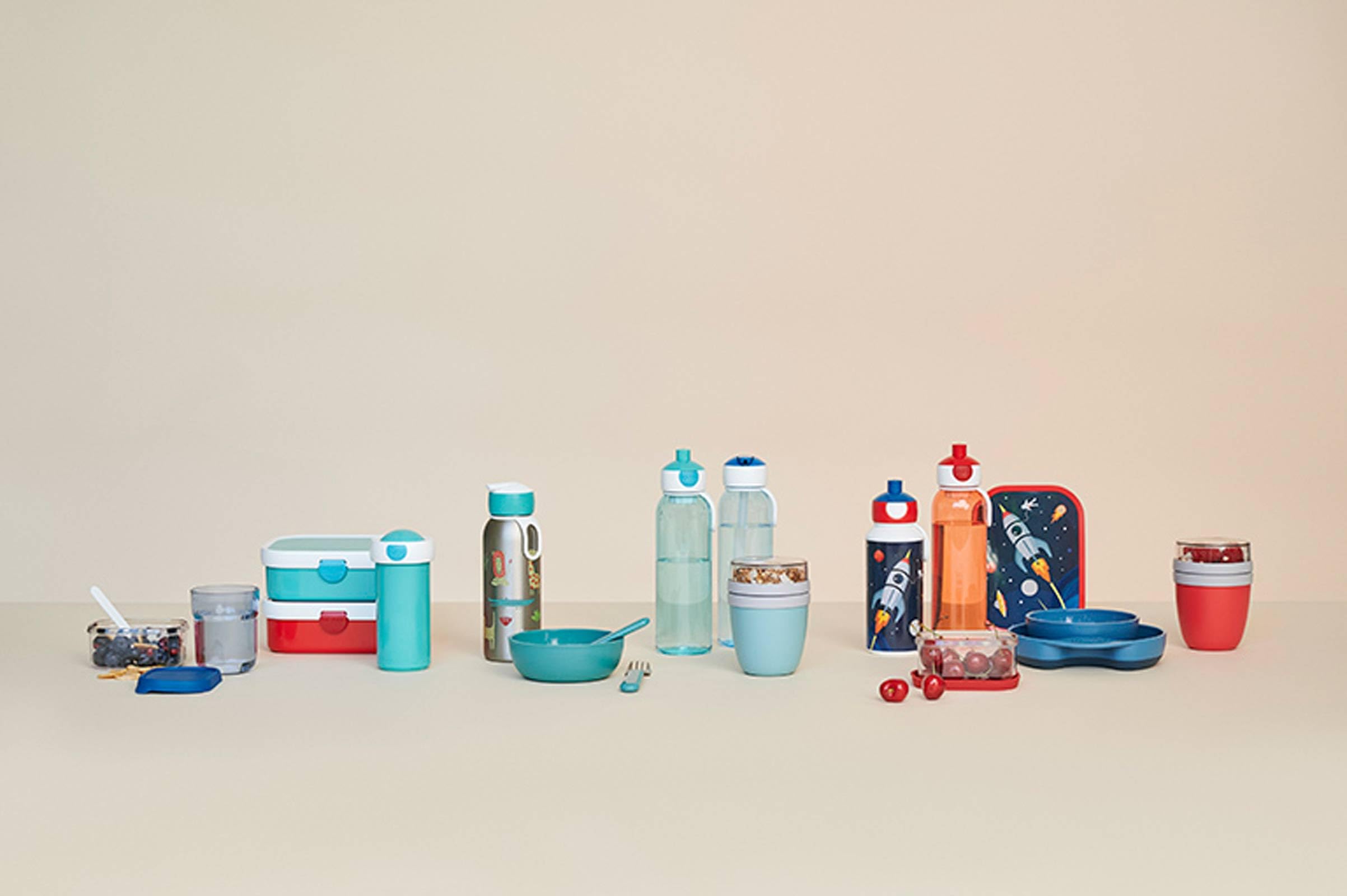 Mepal Thermo-Lunchset Flip-Up Campus | Isolierte Edelstahl Trinkflasche für Kinder | 9 Stunden heiß & 12 Stunden kalt | Bento-Brotdose mit Einsatz & Gabel | Dino