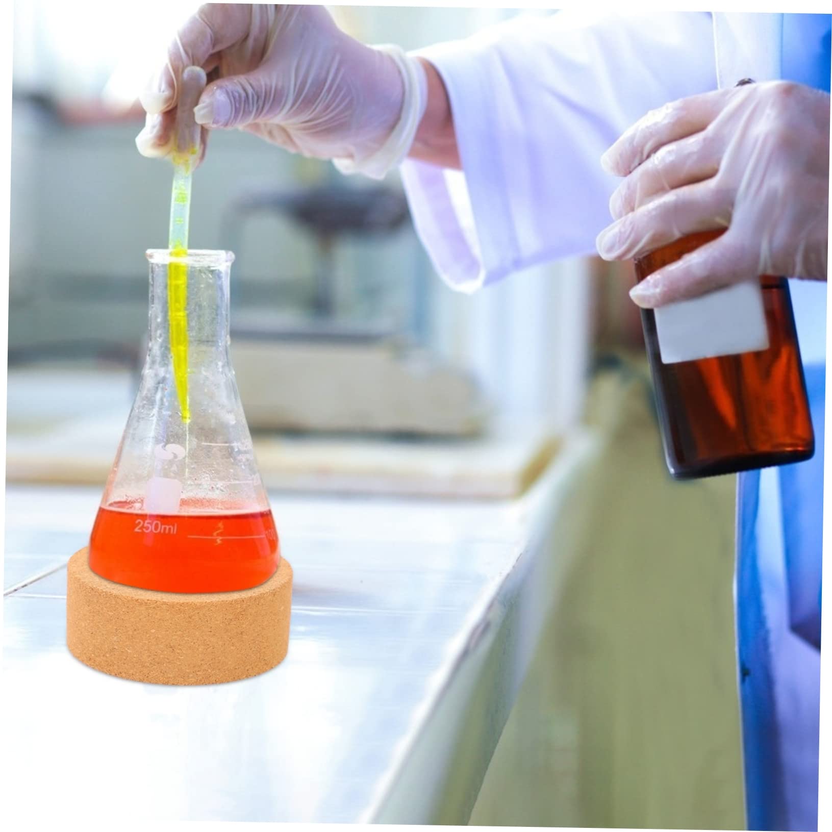 COSMEVIVI 2sets Flask Support Holder Cork Flask Stands Base Stands Laboratory Pad 2pcs*2