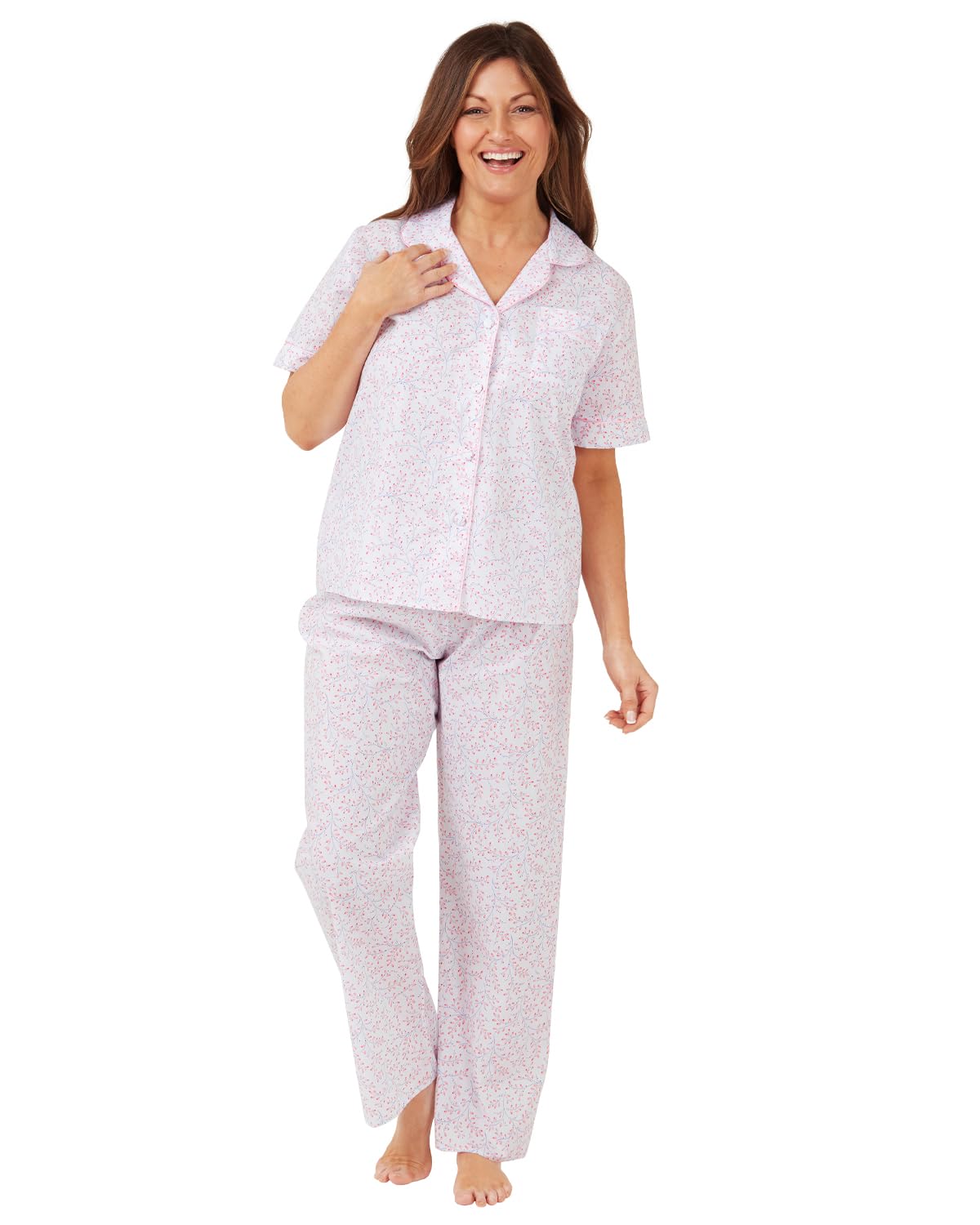 Undercover Ladies Short Sleeve Floral Pyjamas MA40926 Pink 16-18