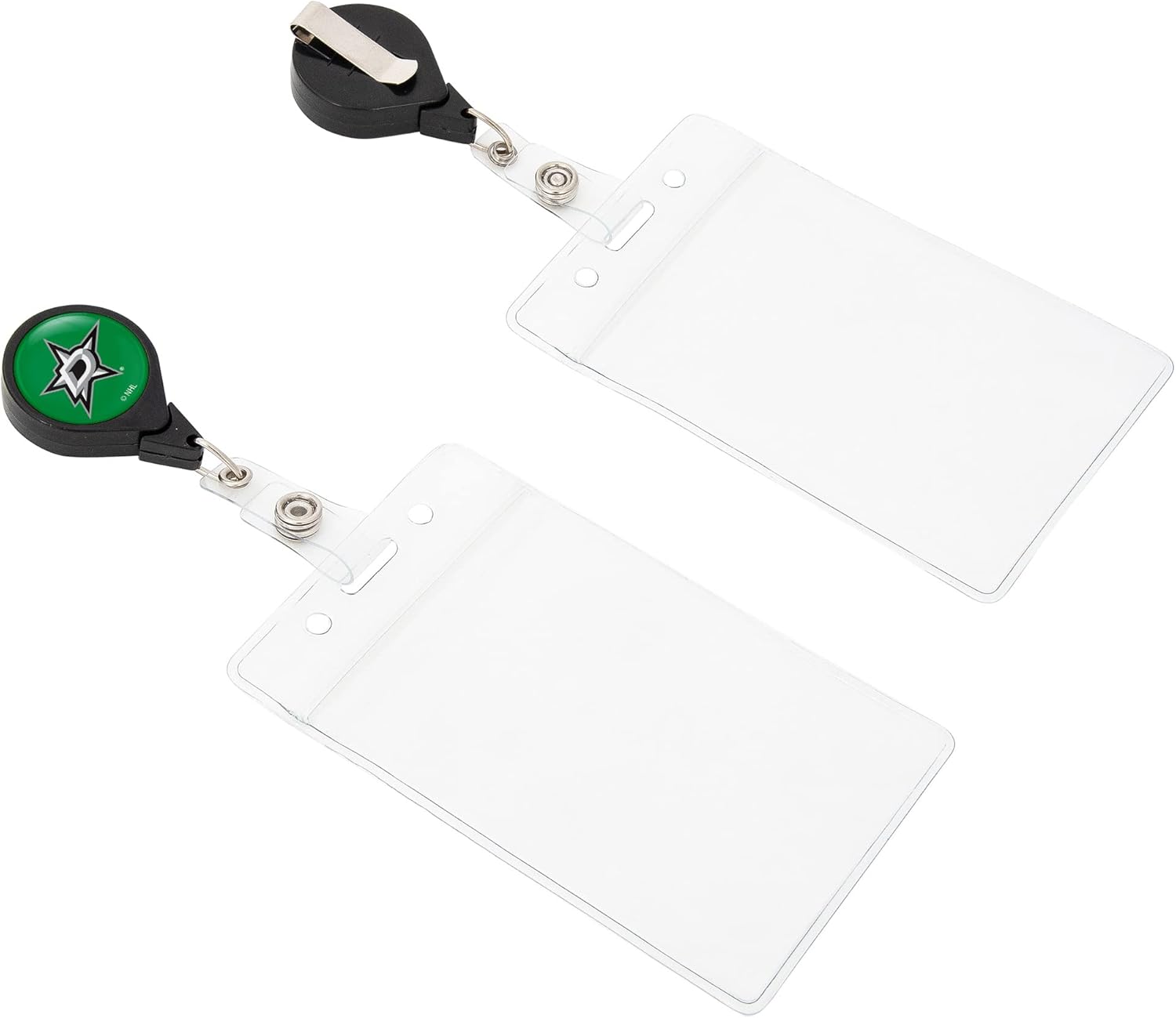 Desert Cactus Dallas Stars NHL Team Retractable Badge Holder NHL Team ID Reel with Ticket Clip for Lanyard, Work, School & Office Access (Badge Reel with Pouch)