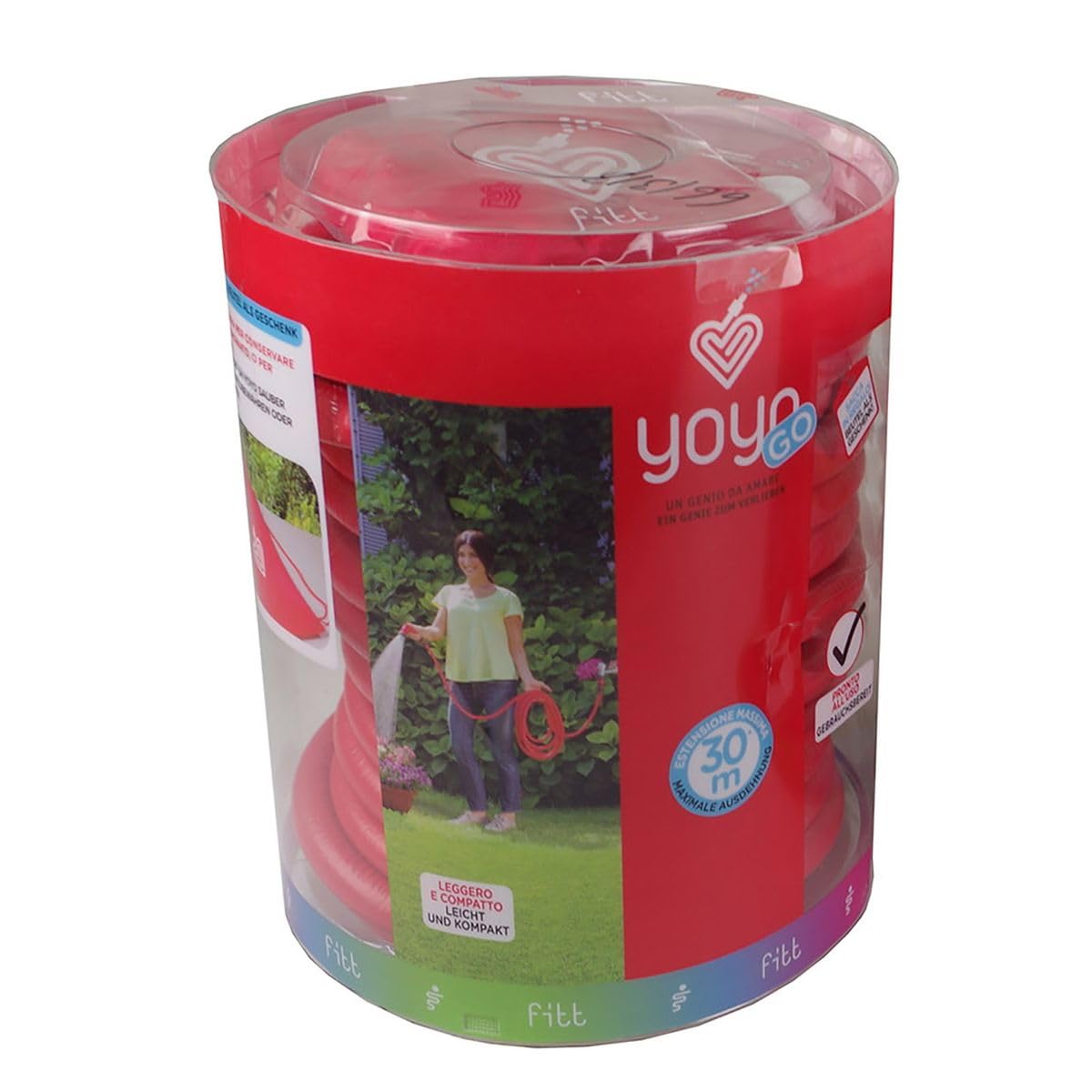 FITT YOYO Tubo Acqua da Giardino Estensibile per Irrigazione con Pistola Multigetto, Rosso (30M)
