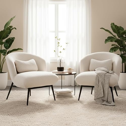 Miniatura 19 de LukeAlon Sofá individual de piel sintética, moderna silla tapizada con patas de metal y almohada, bonita silla de sala de estar, silla de asiento