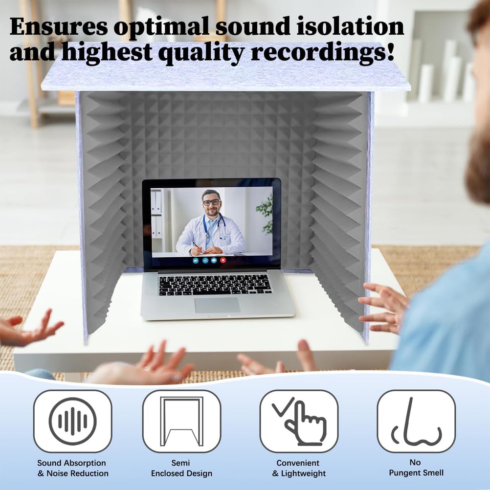 Cabina Insonorizzata Moderna, Cabina Registrazione per Microfono, Schermo Registrazione Vocale Portatile, Box Registrazione Musicale Quadrato per Canto Streaming Podcasting,31.4in