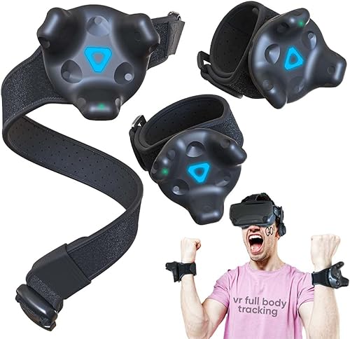 Skywin VR Tracker Belt and Tracker Strap Bundle for HTC Vive System Tracker Pucks - Adjustable Belt and Hand Straps for Waist and Full-Body Tracking