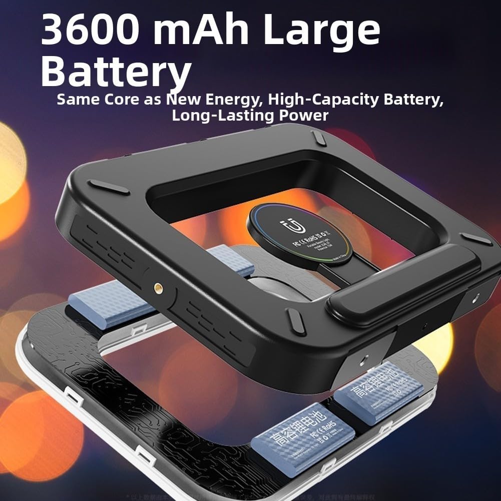 Design compatto materiale portatile dell'ABS della luce dell'anello del LED (con treppiede) | Batteria integrata da 3600 mAh, ricaricabile tramite USB, senza fili, molteplici usi, risparmio di tempo