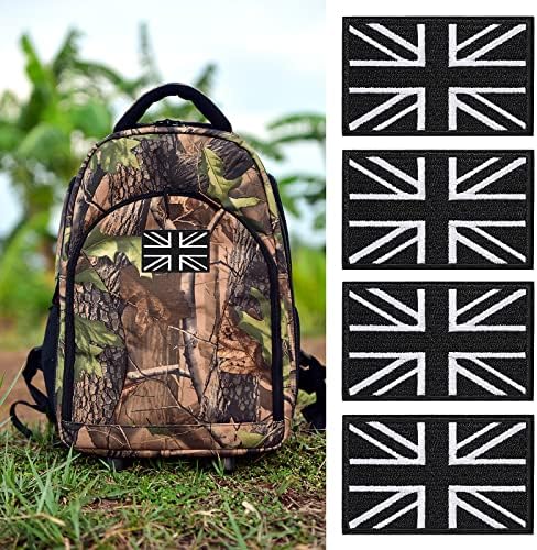 Molain 4 Pieces UK Flag Patches United Kingdom Embroidered Applique British Flags Military Team Uniform Badge Sticker Trim Embellishments for Clothes Hat